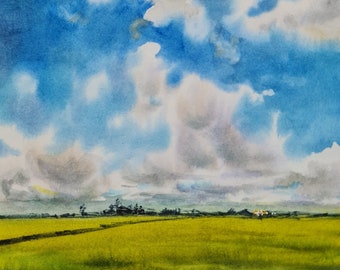 LANDSCAPE PAINTING. Original watercolor paintings  on paper,by Ukrainian artist O.Horetska ,Road 2023