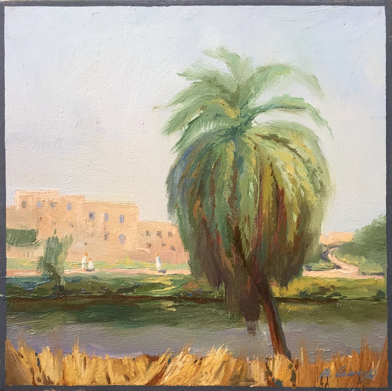 oil painting on canvas original painting by Ukrainian artist V 2018 Samchuk Canals of the Nile Egypt
