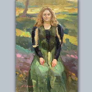Portret, arte de gênero, original, Pintura a óleo sobre papelão Artistas ucranianos V.Samchuk, Oksana, 2002