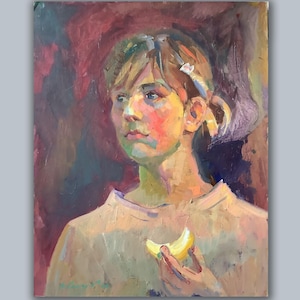 RETRATO DE MUJERES, Pintura al óleo original sobre cartón, del artista ucraniano V. Samchuk, Masha, 2007