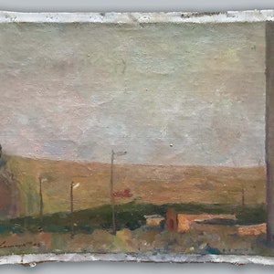 Paisagem, Original, Pintura a óleo sobre papelão artistas Ucrânia V. Samchuk, Rivne, Noite quente, 2008