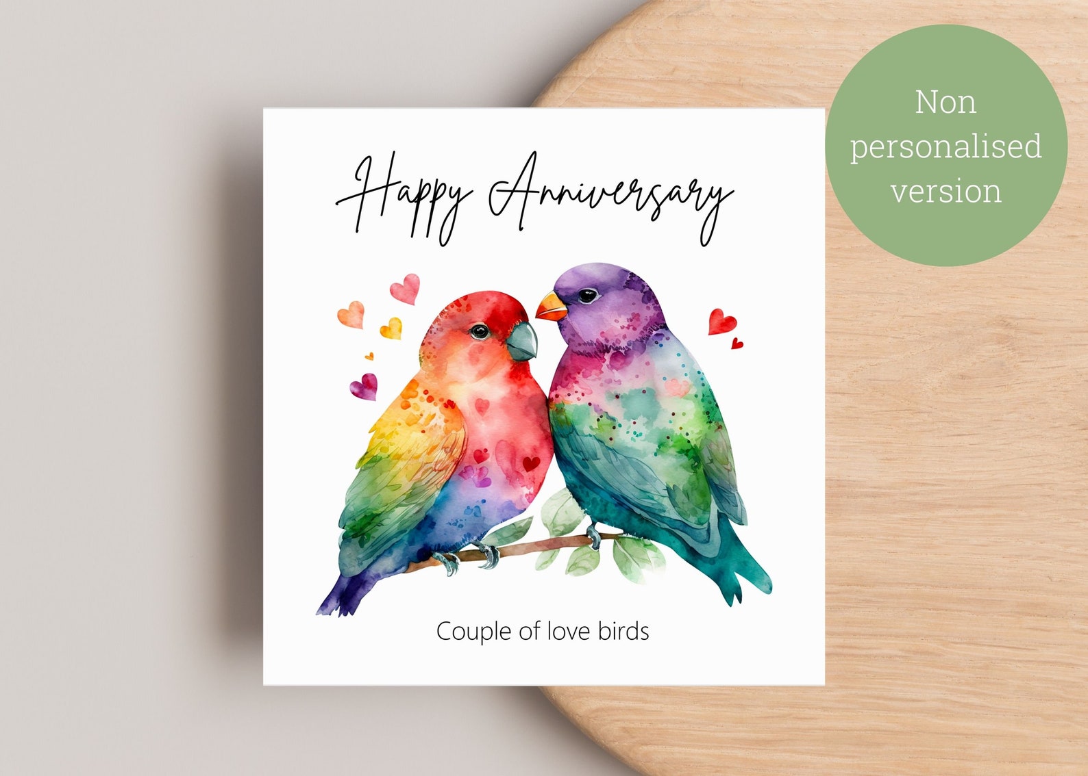 Personalised Anniversary Card / Happy Anniversary / Love Birds ...