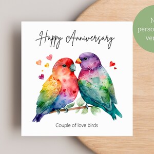 Personalised Anniversary Card / Happy Anniversary / Love Birds ...