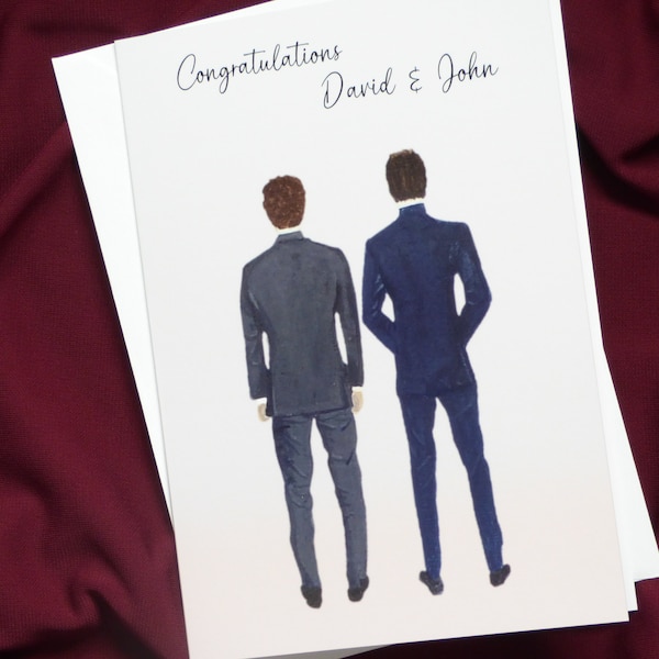 Personalised Gay Wedding Card / Civil Partnership / Wedding Congratulations / Groom and Groom