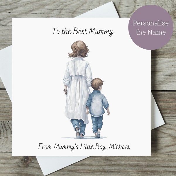 Personalised Mother's Day Card / Mothering Sunday / Mother and Son / The Best Mummy