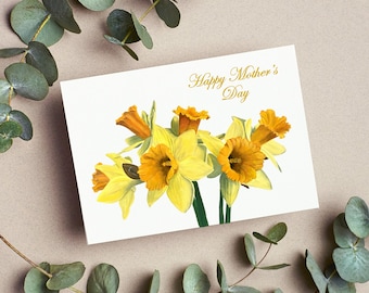 Mother's Day Card / Daffodils / Original Art Card / Mothering Sunday Card / 5" x 7" Card