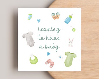 WHITE COTTON CARDS Biglietto Fatto a Mano Leaving To Have A Baby, PD92, Cotone, Bianco