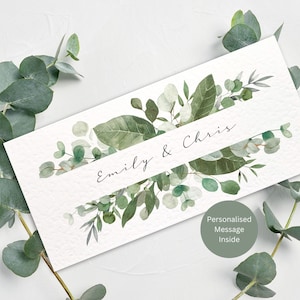 Personalisiertes Hochzeit Geld Portemonnaie / Hochzeitsgeschenk / Personalisierte Namen und Nachricht Innen / 21 cm x 10 cm