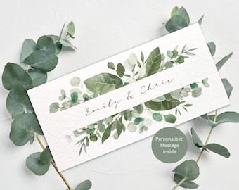 Personalisiertes Hochzeit Geld Portemonnaie / Hochzeitsgeschenk / Personalisierte Namen und Nachricht Innen / 21 cm x 10 cm