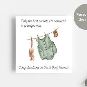 Neue Babykarte für Großeltern / Personalisierte neue Babykarte / Nur die besten Eltern werden zu Großeltern / Babykleidung gefördert