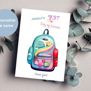 Tarjeta de primer día de colegio / Tarjeta de buena suerte personalizada / Mochila / Cartera escolar / Tarjeta de inicio de clases