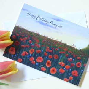 Original Kunstdruck Grußkarte Mohnfeld personalisierte Karte für Geburtstag Danke Jubiläum
