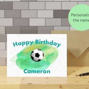 Personalised Football Birthday Card / Football Themed Birthday Card / 5" x 7" Card / Happy Birthday / Soccer Ball / Card for Soccer Fan