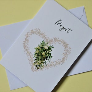 Hochzeit Regret Karte / Antwortkarte Hochzeit / Hochzeitsstrauß im Konfetti-Herz