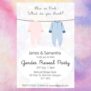 Invitación para revelar el género del bebé / Niño o niña / Invitación para fiesta / Invitación personalizada para revelar el género del bebé
