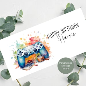 Personalisierte Geldbrieftasche / Geburtstagsgeschenk / Personalisierter Name und Nachricht Innen / Game Controller / 21 cm x 10 cm