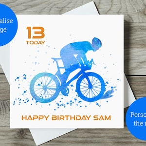 Personalisierte Geburtstagskarte für Radfahrer / Name und Alter personalisieren / Mountainbiker / quadratische Karte