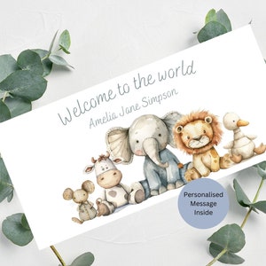 Personalisierte Neue Baby Geld Brieftasche / Personalisierter Name und Nachricht Innen / Niedliche Kinderzimmer Spielzeug / 21 cm x 10 cm