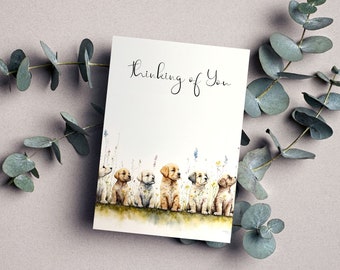 Thinking of You Card / Cute Puppies in a Meadow / Sympathy Card / Here For You Card / 5" x 7" Card