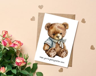 Carte "Get Well Soon" Twizler Popcorn The Bear - Design Mignon Avec Ours Médecin - Carte De Rétablissement, Soutien - Fabriquée Au Royaume-Uni