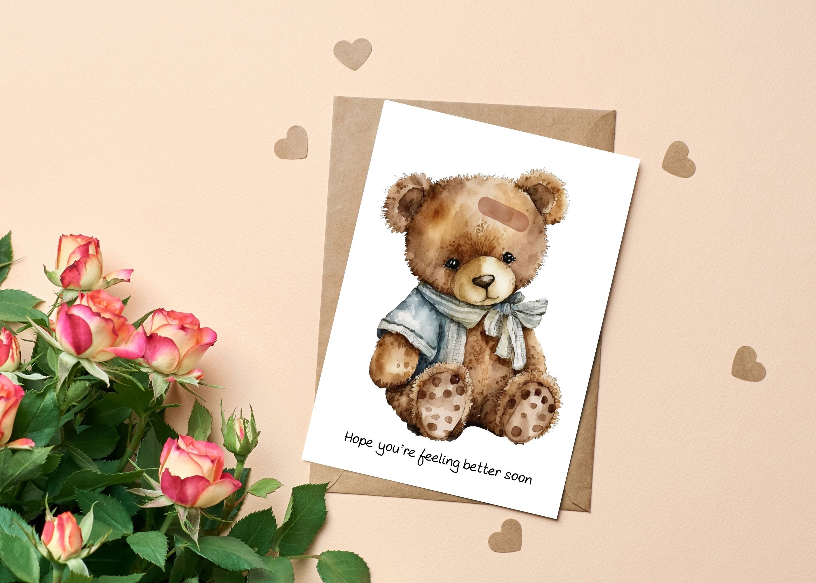 Get Well Soon Card / Personalised Get Well Soon Card / Cute Teddy