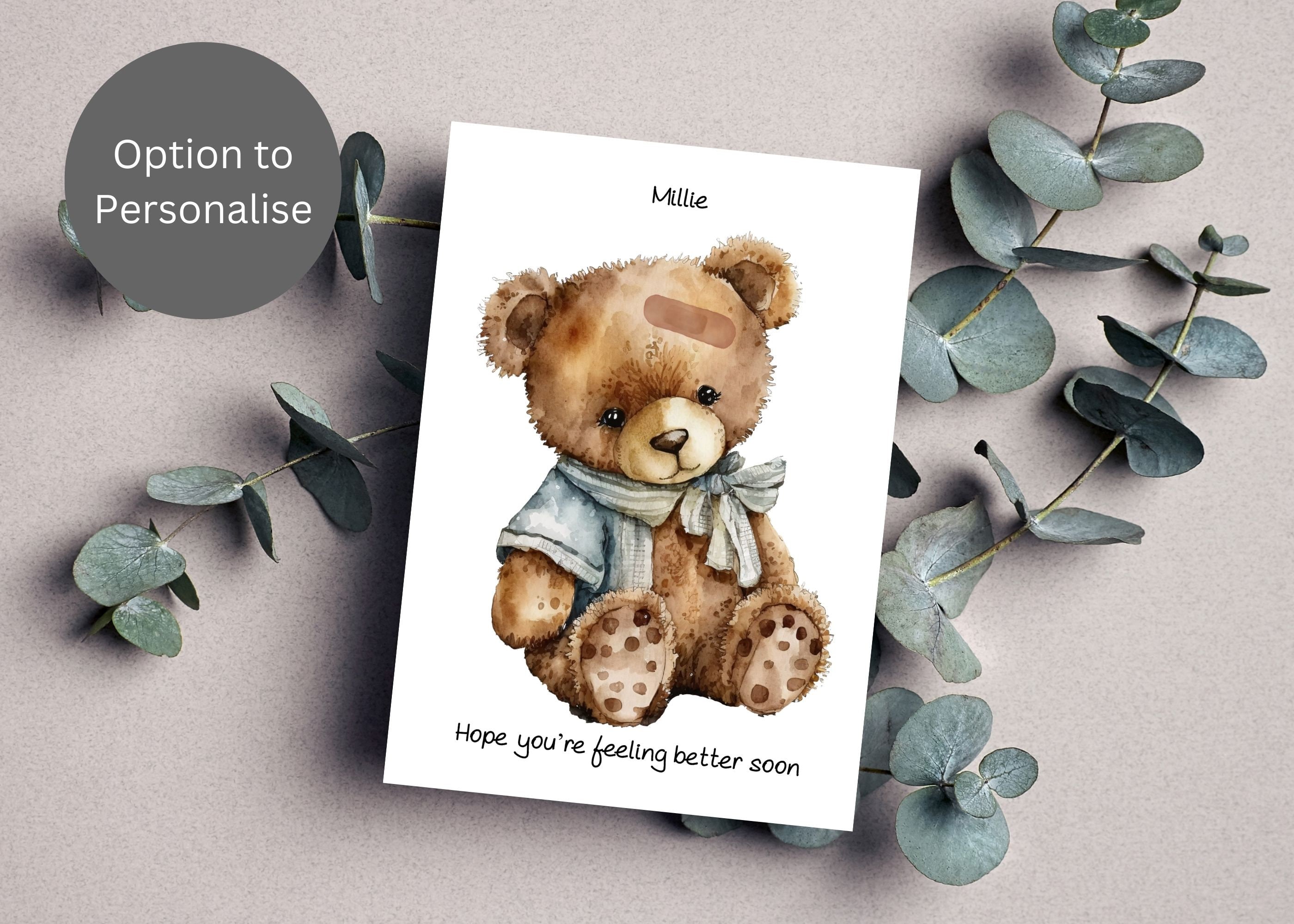 Get Well Soon Card / Personalised Get Well Soon Card / Cute Teddy Get Well Soon Card / Personalised Get Well Soon Card / Cute Teddy