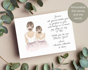 Will You Be My Bridesmaid/Flower Girl / Beautiful, Personalised Bridesmaid Proposal Card / Postcard Style