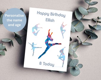 Personalised Dancer Birthday Card / Personalise Name and Age / Dancer Silhouettes / Dance Moves