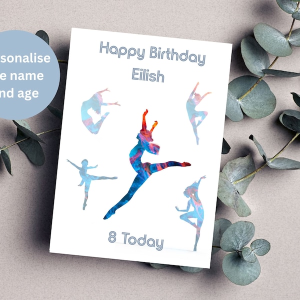 Personalised Dancer Birthday Card / Personalise Name and Age / Dancer Silhouettes / Dance Moves