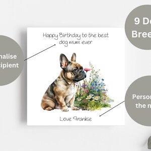 Geburtstagskarte für Hundemutter oder Hundevater / 9 Hunderassen zur Auswahl / mit Personalisierbar den Namen
