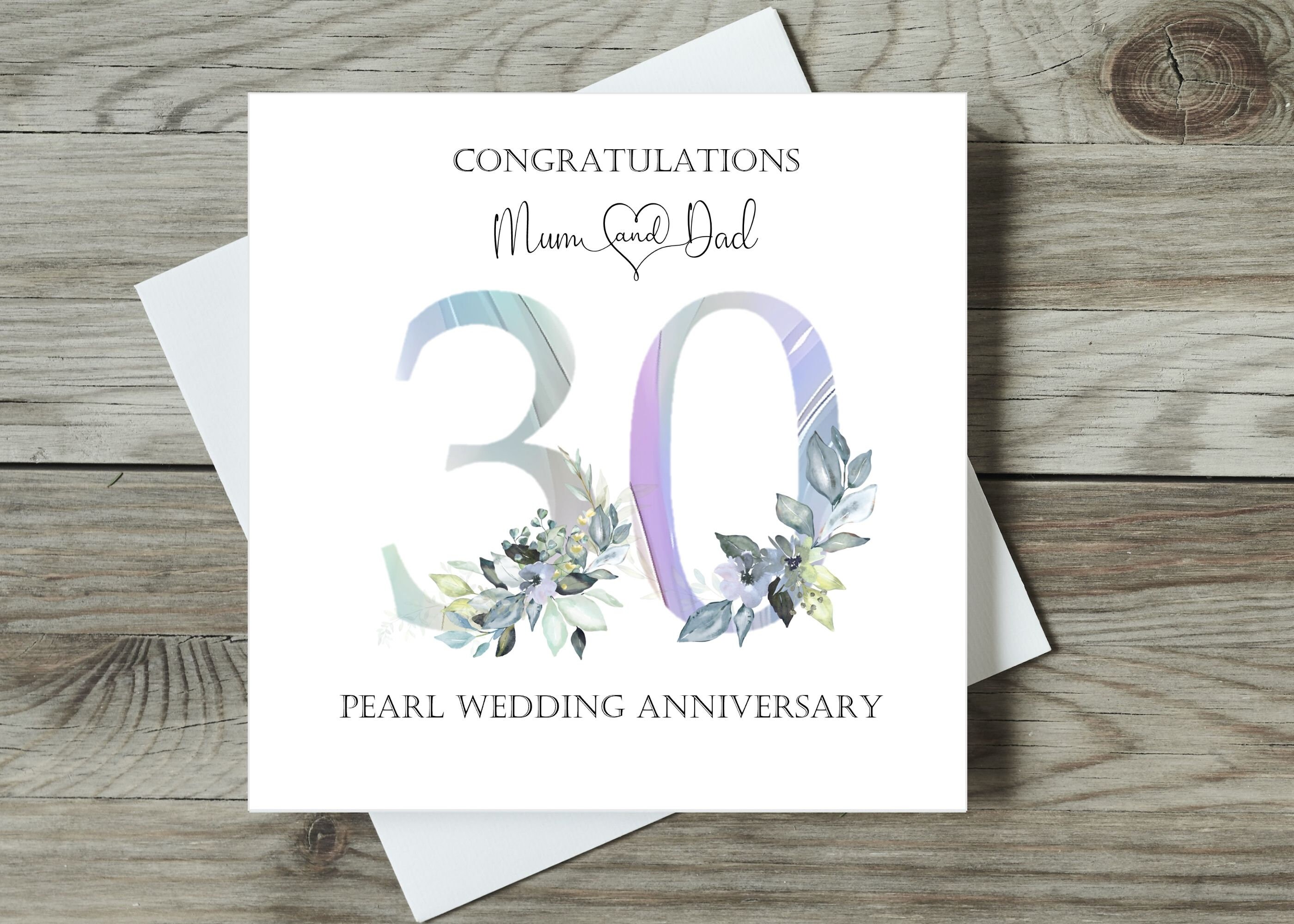 Pearl Wedding Anniversary Card / 30th Wedding Anniversary Card ...