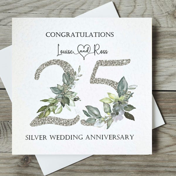 Silver Wedding Anniversary Card - Etsy UK
