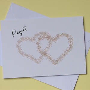 Hochzeit Regret Karte / Antwortkarte Hochzeit / zwei Konfetti Herzen
