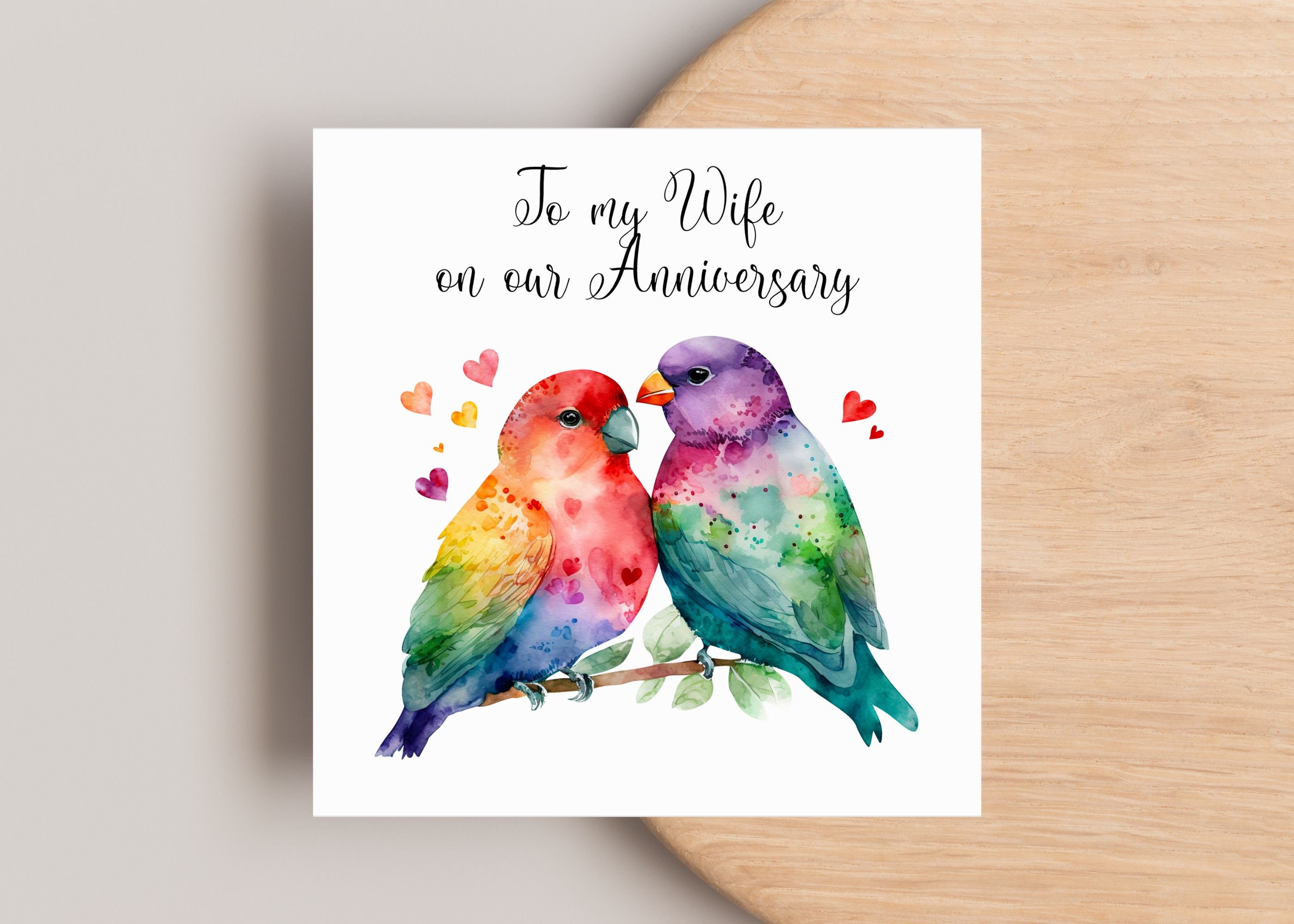 Husband or Wife Anniversary Card / Happy Anniversary / Love Birds ...
