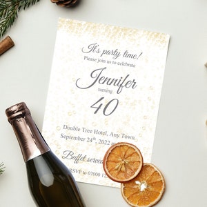 Faire-part d'anniversaire / Faire-part sur le thème du champagne ou du prosecco / Lot d'invitations / Personnalisé