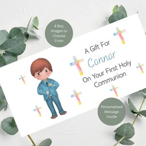 Personalisierte Geldbörse für die Kommunion / Geldbeutel für die Kommunion / Personalisierter Name und Nachricht innen / Auswahl aus 4 Bildern / 21 cm x 10 cm