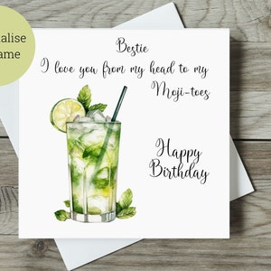 Lustige Geburtstagskarte für Freunde, Schwester etc. / I Love You From My Head To My Moji-Toes / Quadratische Karte
