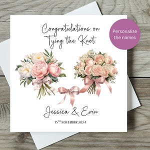 Personalisierte Hochzeitskarte für Schwule / Herzliche Glückwünsche zur gleichgeschlechtlichen Hochzeit / Braut und Bräute / Personalisieren Sie die Namen und das Datum