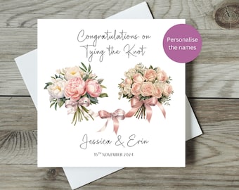 Personalised Gay Wedding Card / Same Sex Wedding Congratulations / Bride and Bride / Personalise the Names and Date