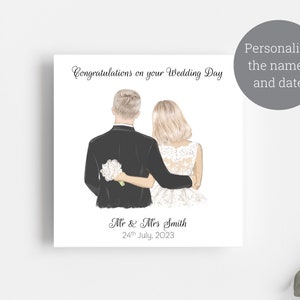 Personalised Wedding Card / Bride and Groom Wedding Card / Personalised Names and Wedding Date / Square Wedding Card