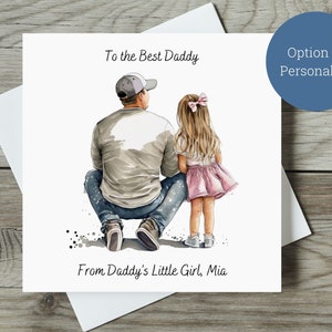 Vatertagskarte von Tochter / Aquarell Vater und Tochter / Option zur Personalisierung / Zum besten Daddy von Daddys kleinem Mädchen
