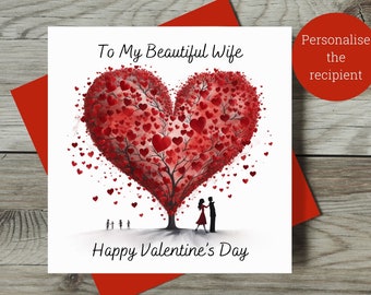 Valentine's Day Card for Husband, Wife, Boyfriend, Girlfriend, Partner etc. / Option to Personalise / Tree of Hearts