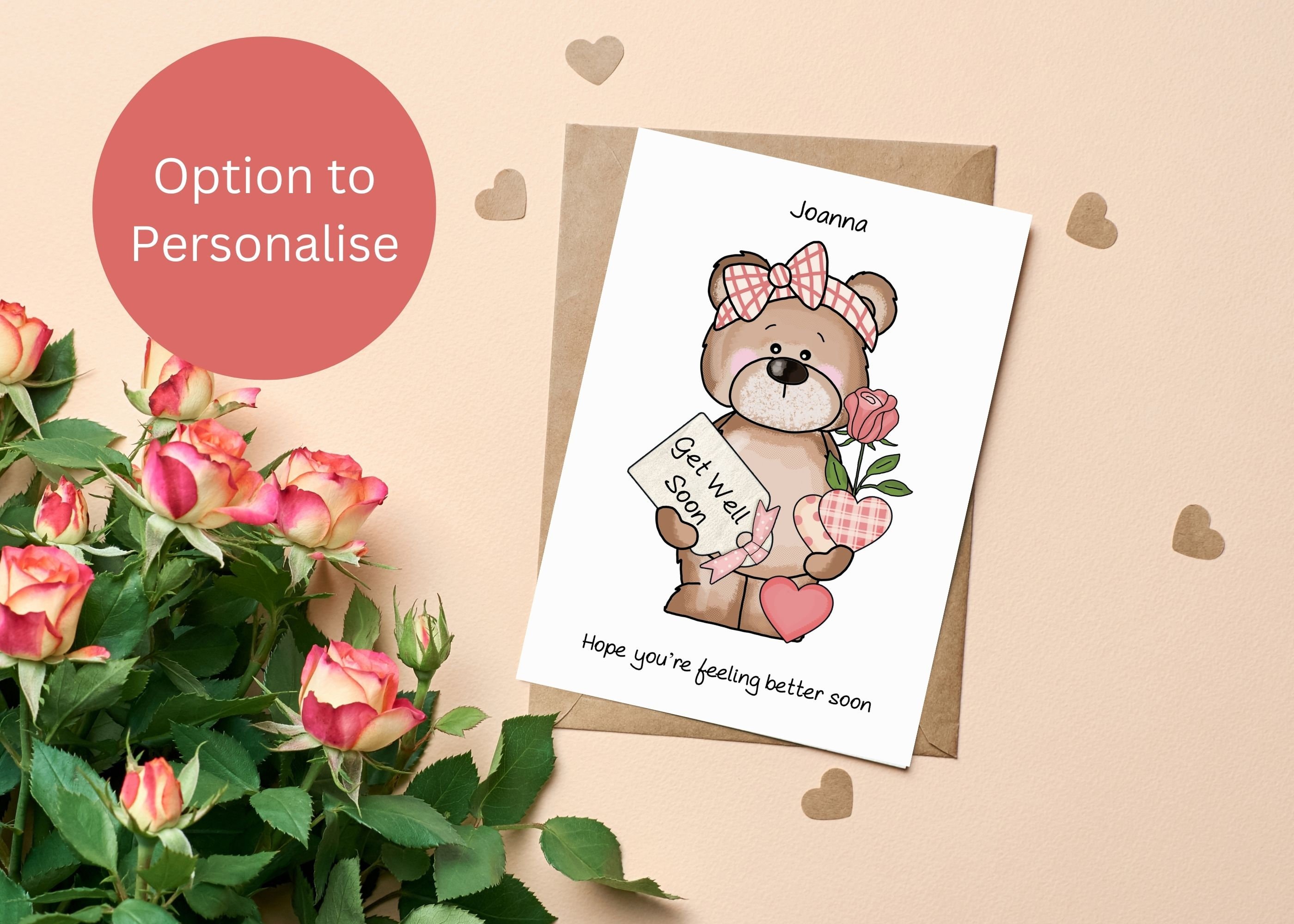 Get Well Soon Card / Personalised Get Well Soon Card / Cute 