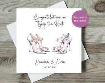 Personalised Gay Wedding Card / Same Sex Wedding Congratulations / Bride and Bride / Personalise the Names and Date