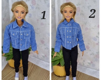 Denim jacket for 11.5 or 12 inch doll Blue jeans jacket for 1/6th scale doll