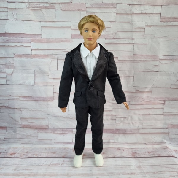 Tenue mariage pour poupée Ken Veste noire pour poupée homme Chemise blanche Ken Habit barbie Ken Tenue de soirée pour Ken