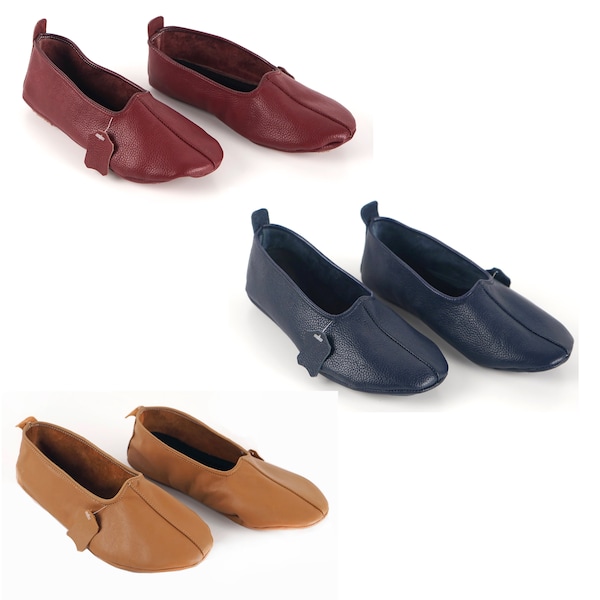 Women’s Genuine Leather Ballet Flat Indoor Slipper , Ballerina Slipper