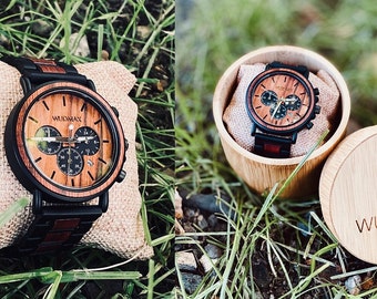 WUDMAX Mens Watch, Wood Watch, Personalized Watch, Engraved Watch, Wooden Watch,Groomsmen Watch, Groomsmen Gift, Gift for Dad, Man Gifts