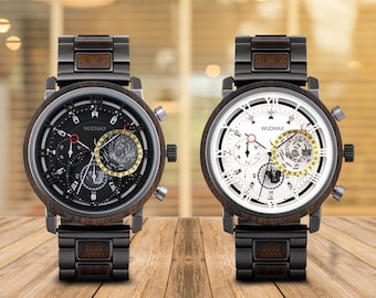 wood watch men, mens wood watch, engraved wood watch, personalised wooden watch, groomsman gift, bestman gift, wood & stainless steel watch