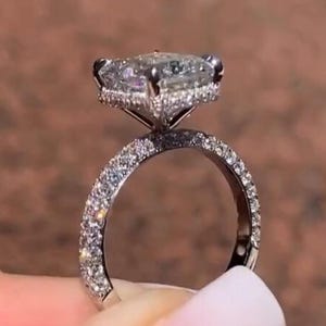 3 CT Radiant Cut Moissanite Ring, Engagement Ring Gift For Her, Anniversary Gift Rings for Women, Hidden Halo Wedding Ring Pave setting